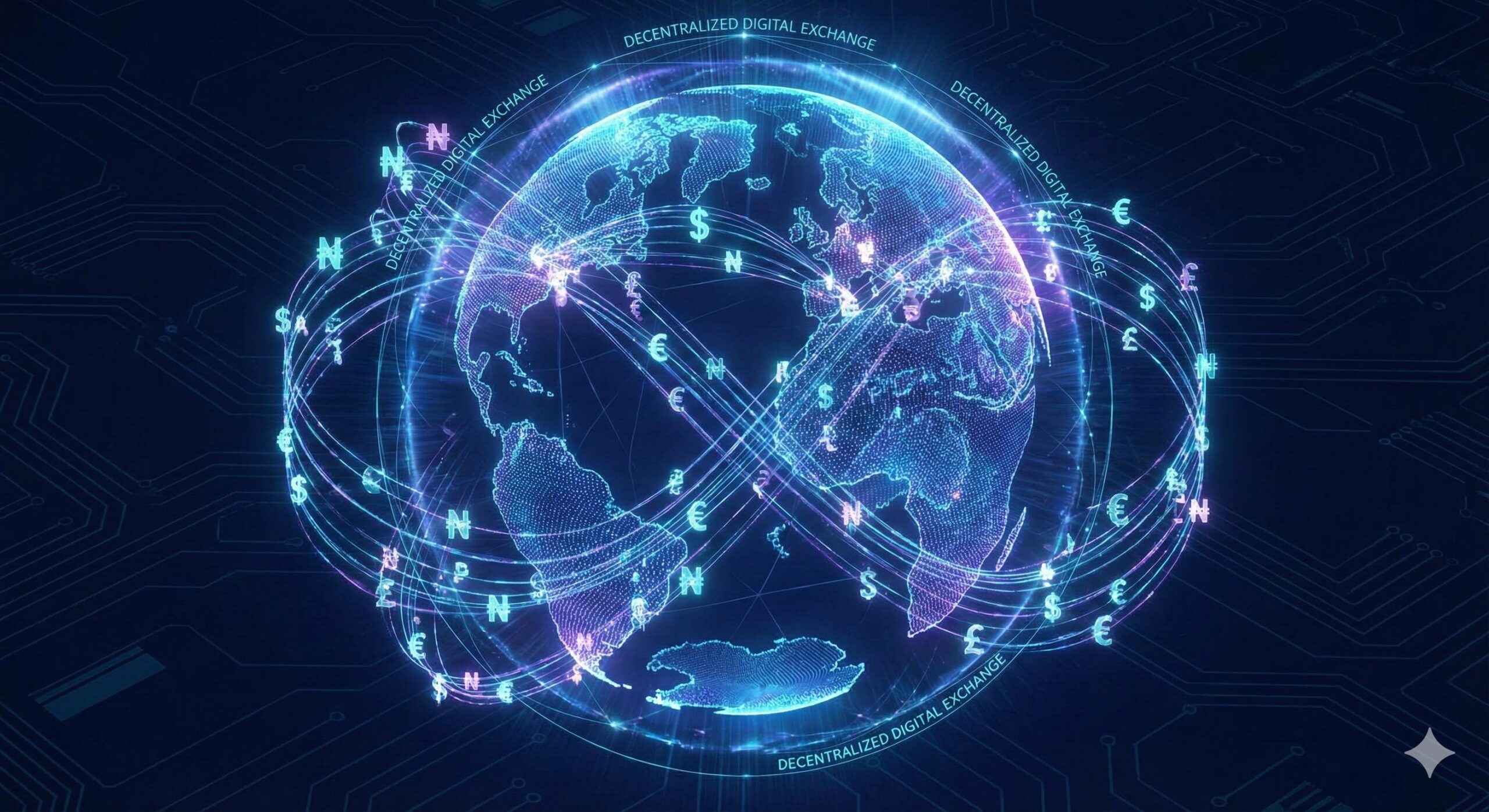 A clean, modern 3D infographic visualization of a digital globe against a dark blue background.