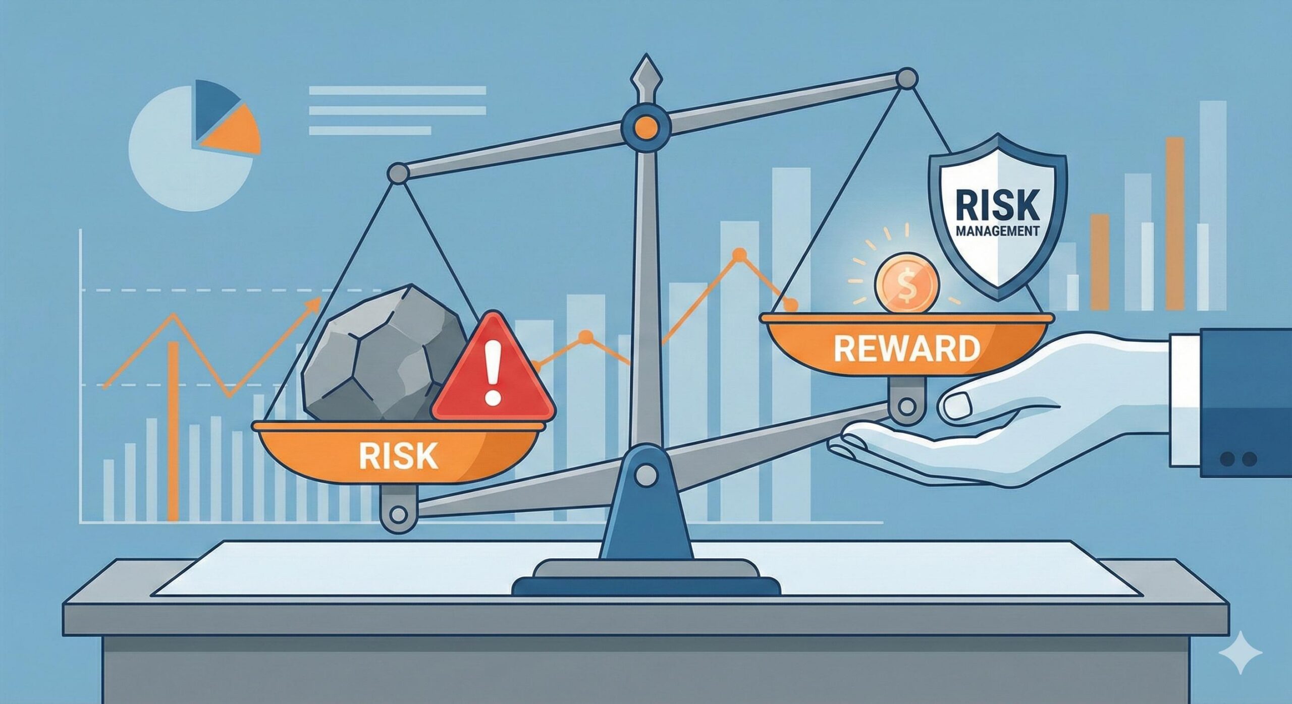 A conceptual illustration of a scale tipping towards caution_risk manageme