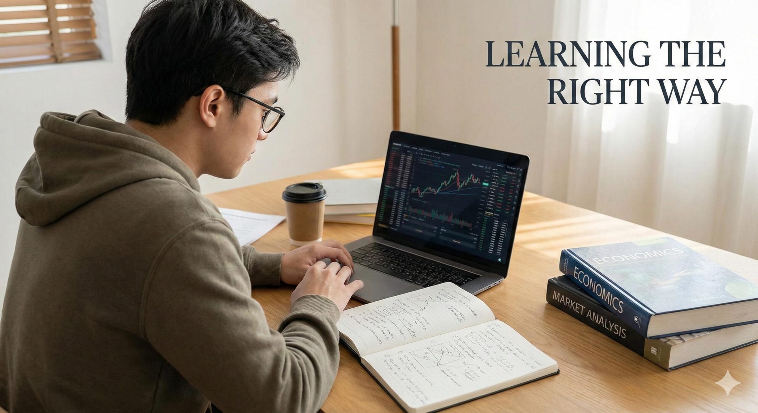 A professional photo of a person analyzing charts responsibly, emphasizing study over gambling.