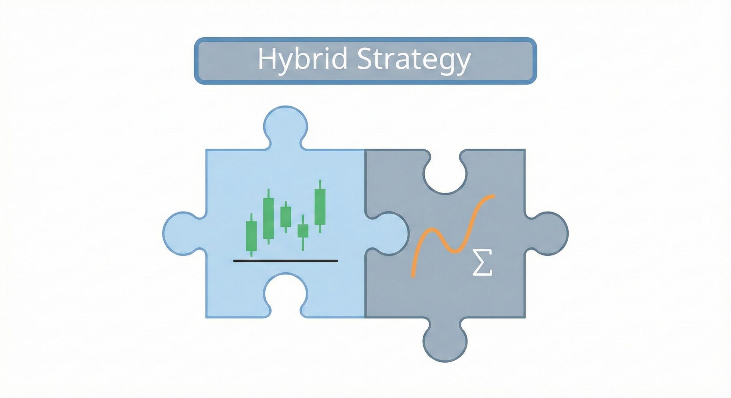 An illustration of two puzzle pieces connecting, representing the combination of price action analysis and technical indicator trading.