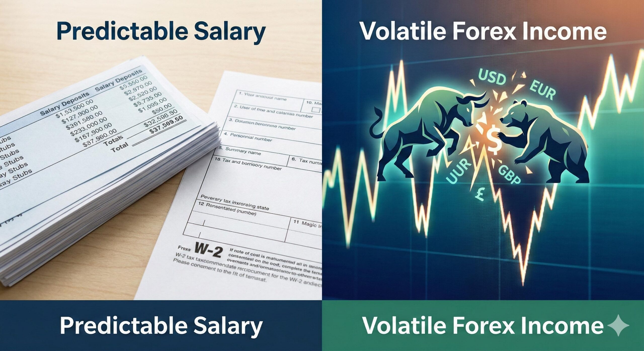 Comparing predictable salary vs. volatile forex income for lenders.