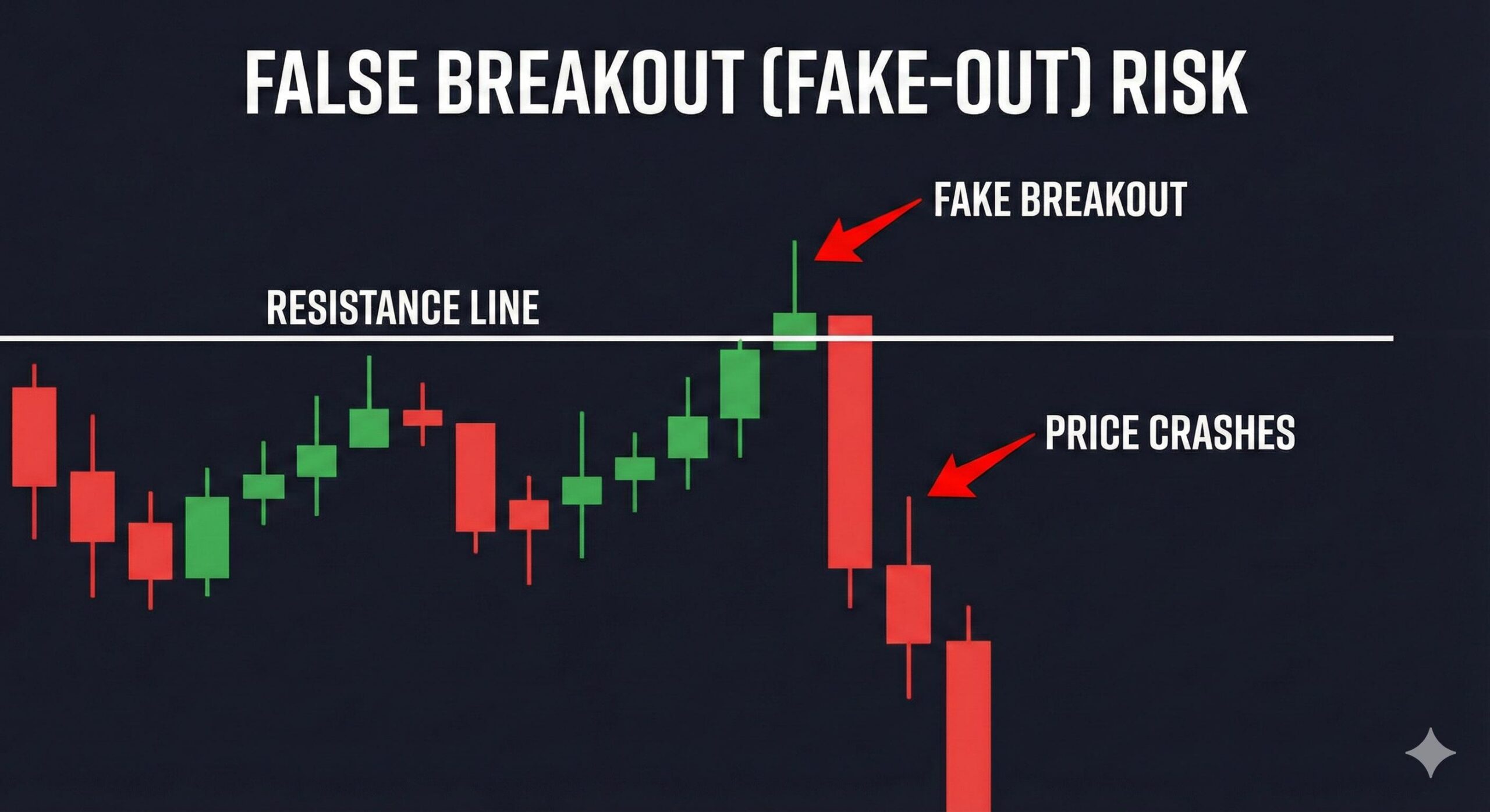 False breakout trading risk illustration on forex chart