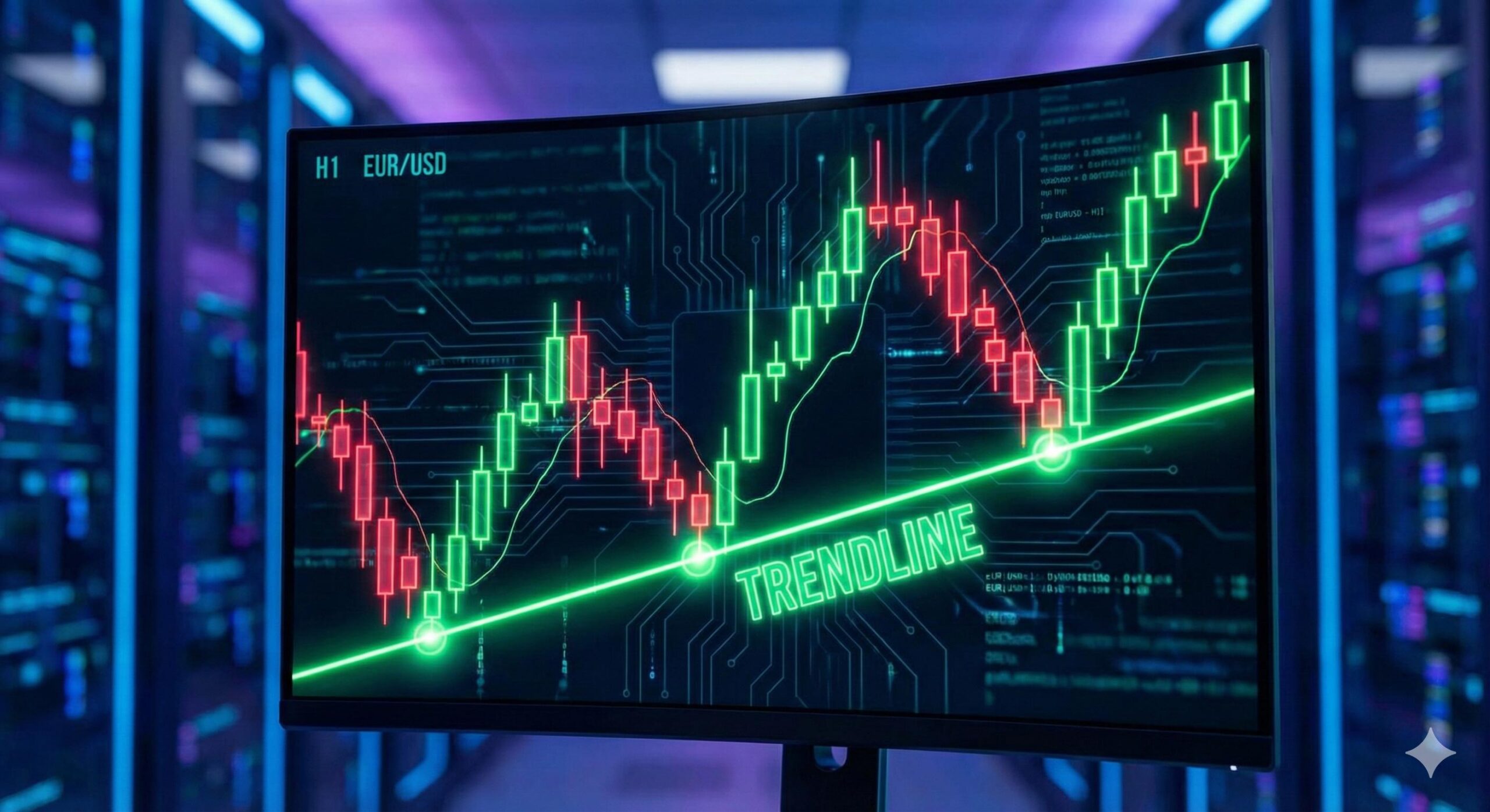 Forex chart illustrating a perfect trendline strategy setup with three touches.