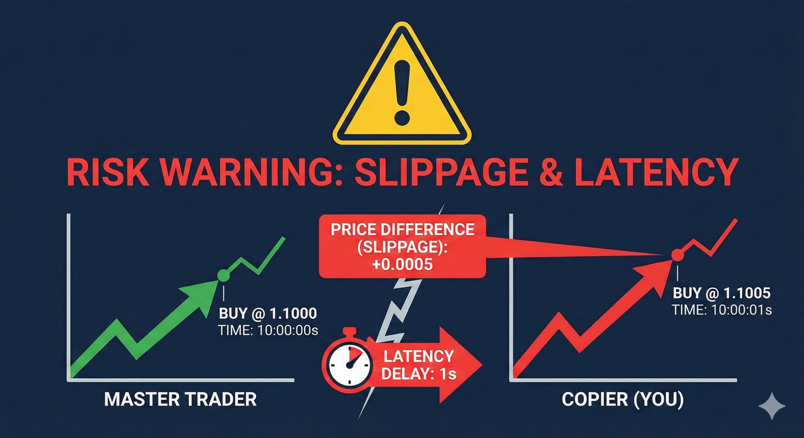 Forex social trading risk latency and slippage illustration