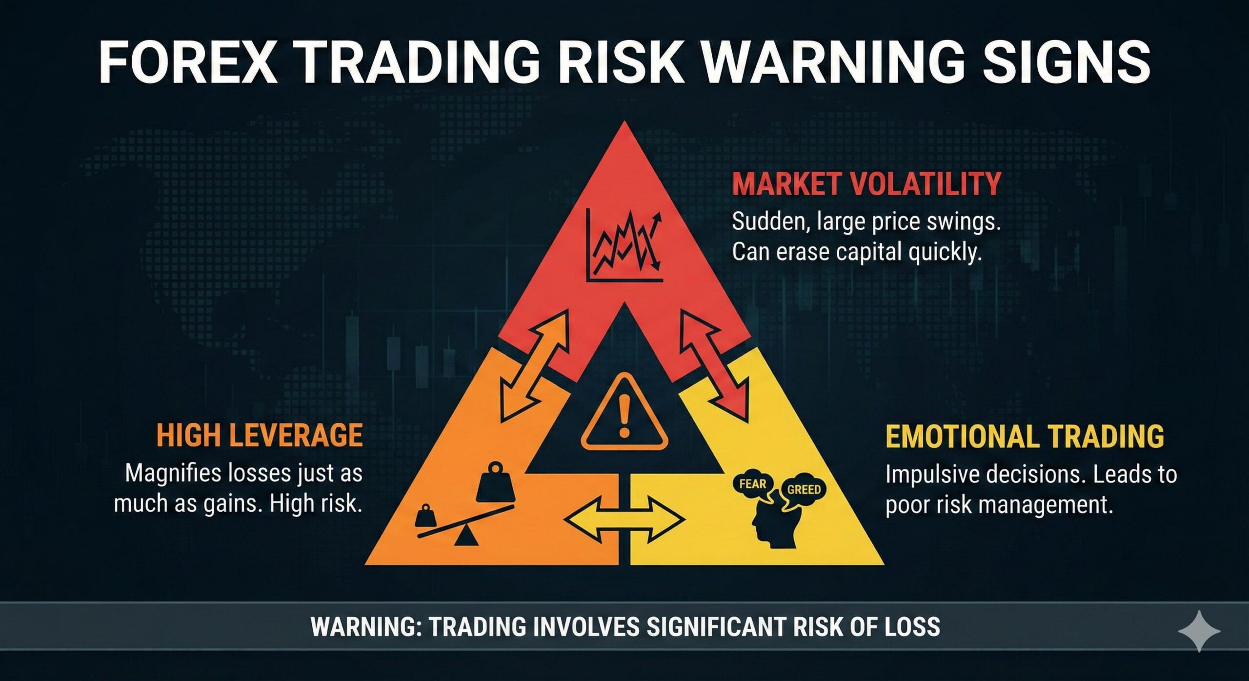 Forex trading risk warning signs infographic 