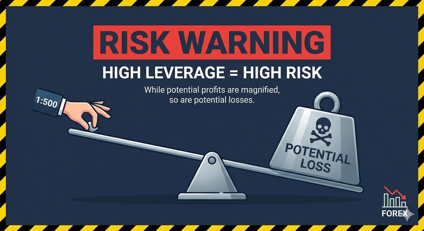 High Leverage = High Risk_.High leverage trading risk illustration forex