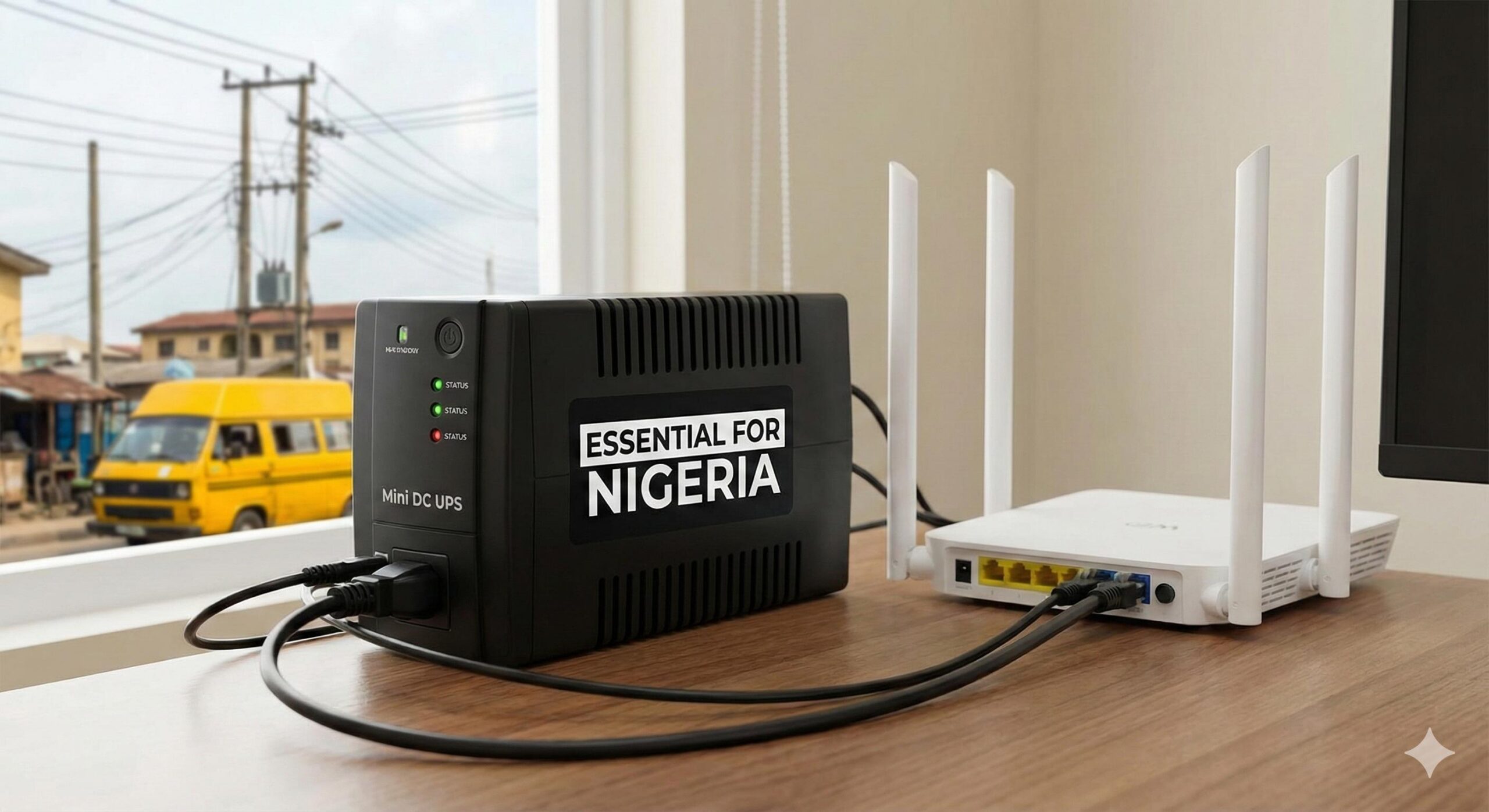 Mini DC UPS for wifi router backup power during trading in Nigeria