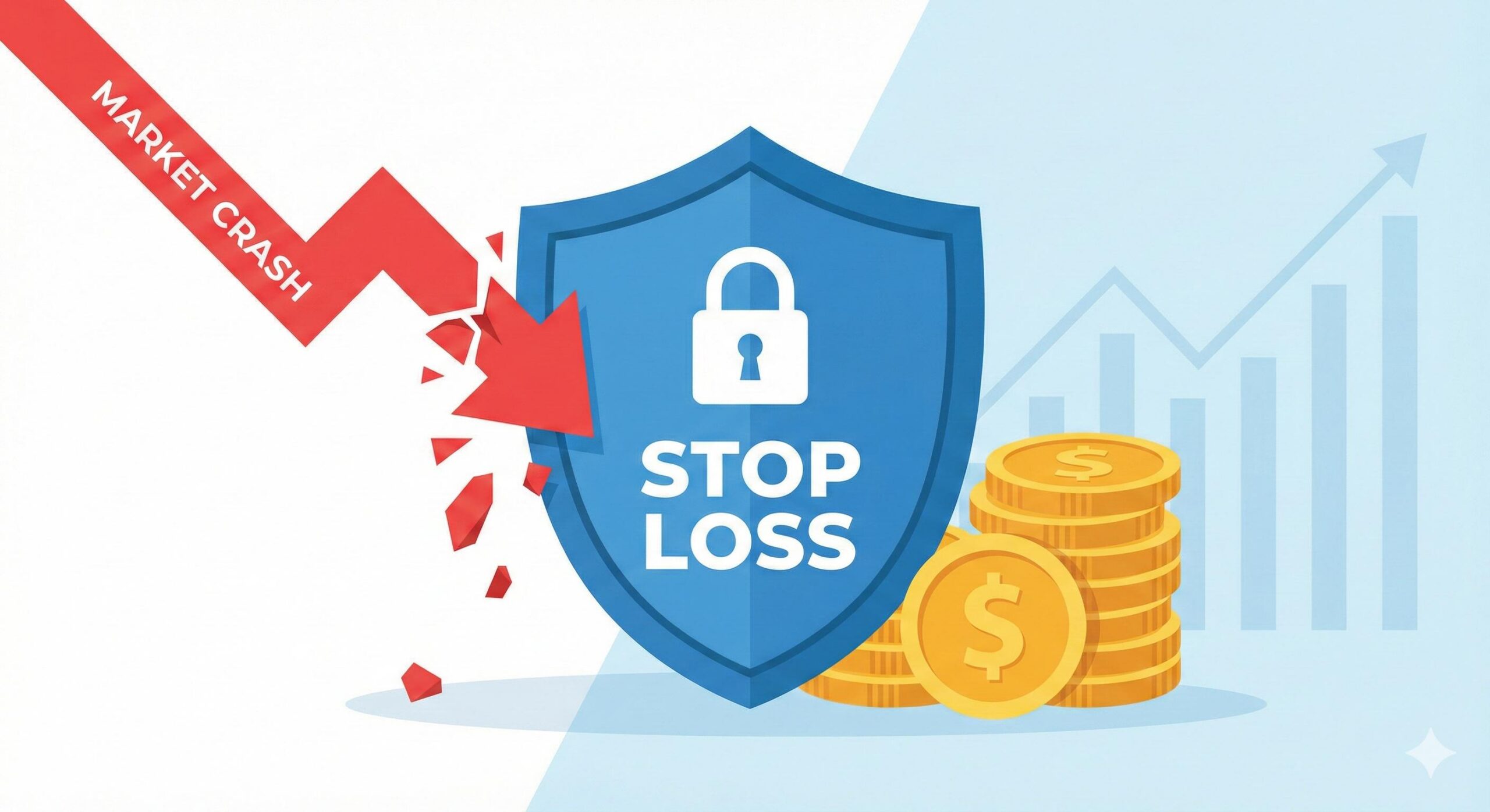 Risk management shield protecting trading capital from market losses.
