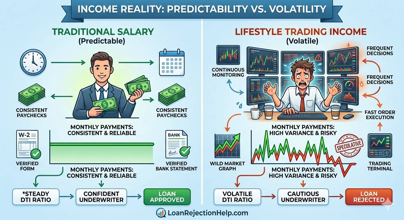 Financial chart comparing a smooth green horizontal line