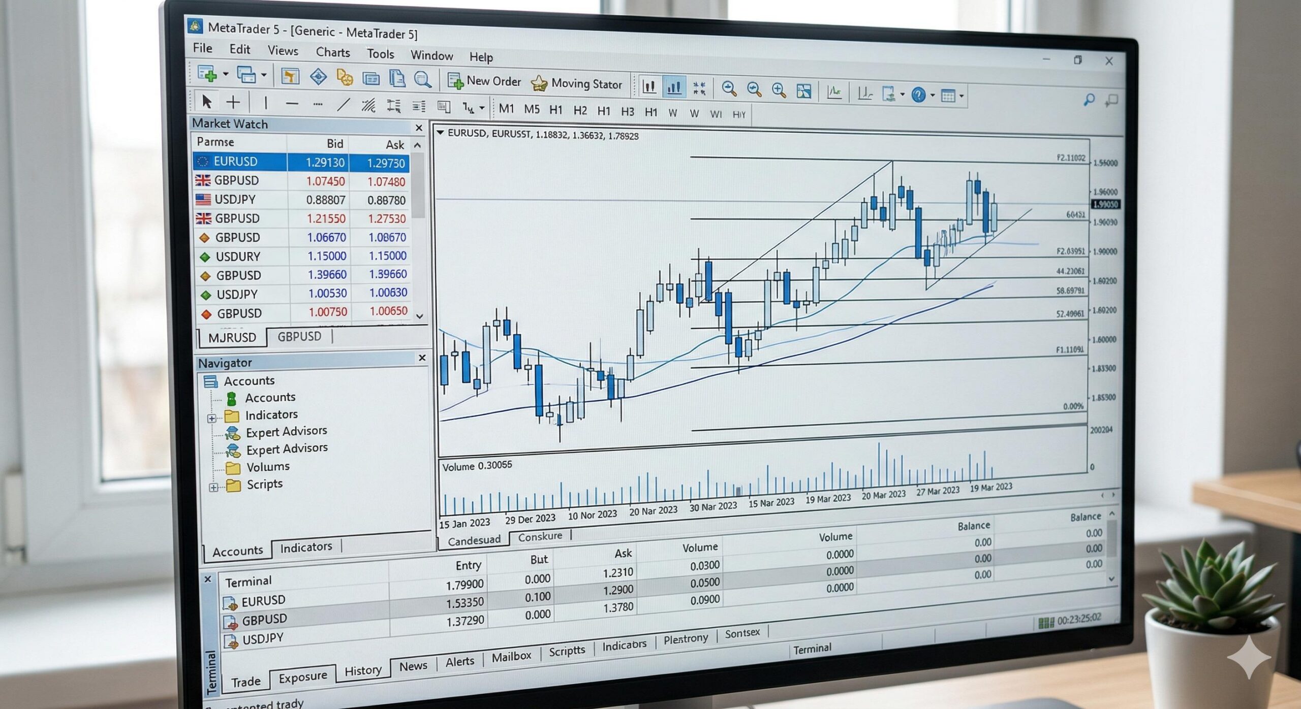 Generic screenshot of the MetaTrader 5 forex trading platform interface.