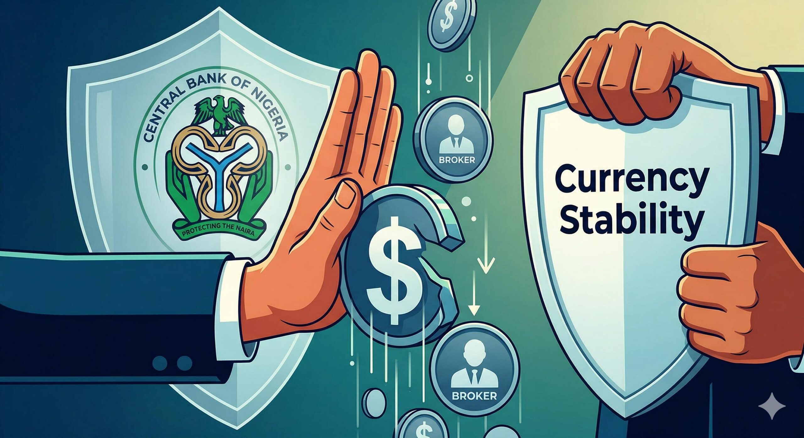Government hand blocking currency and broker.