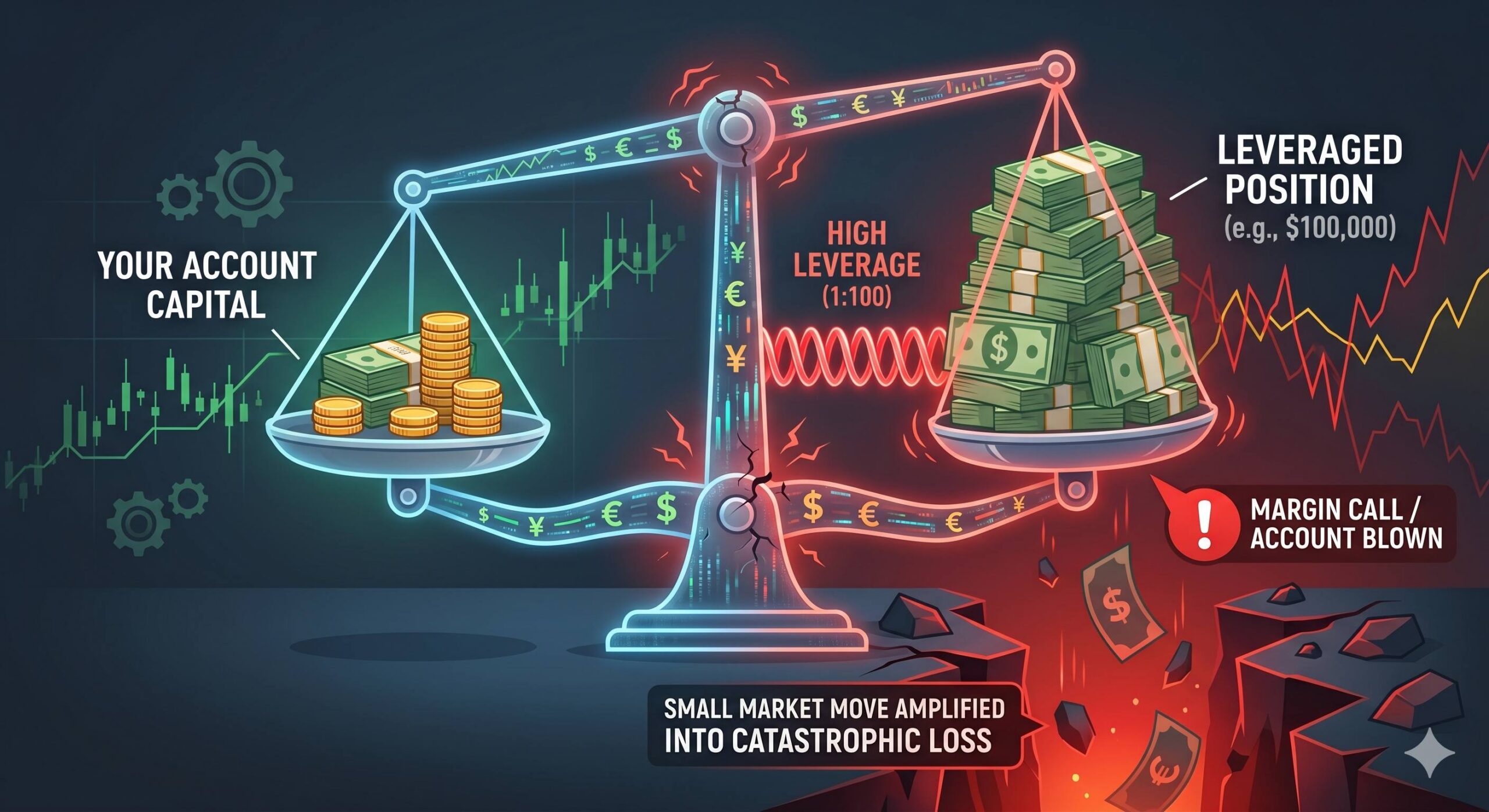 Precariously balanced scale illustrating high leverage risk.