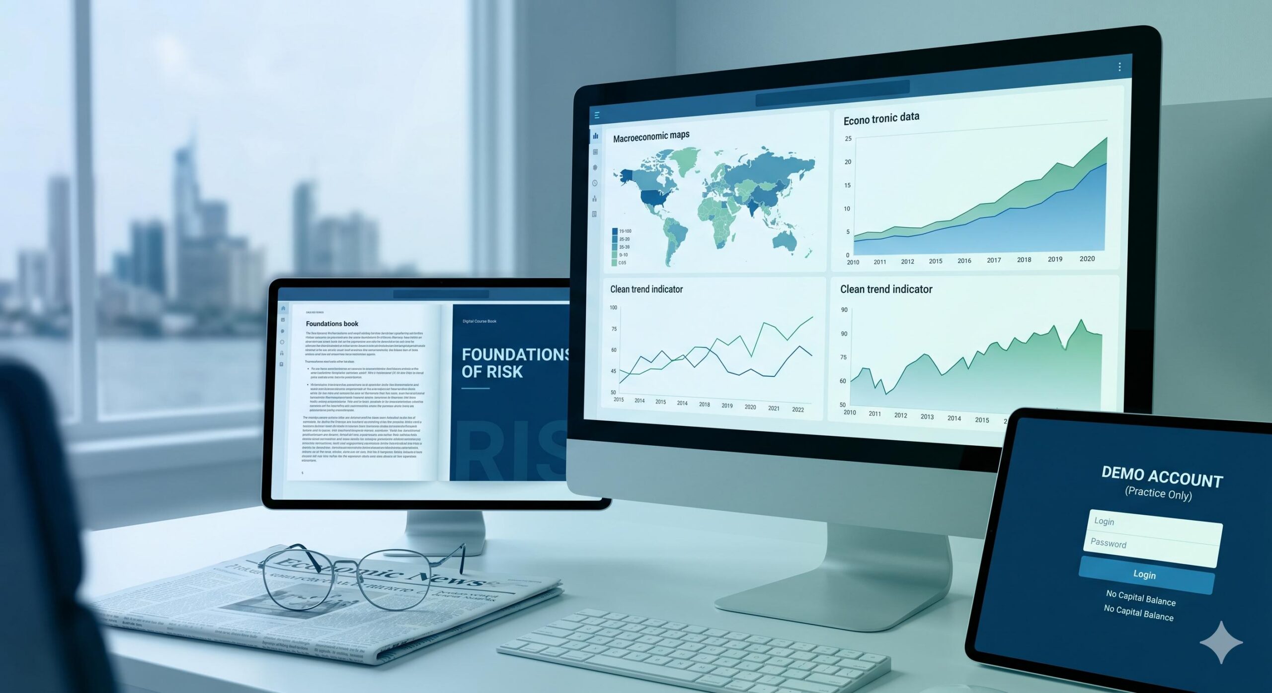 A visualization of professional study and data analysis for genuine financial education.
