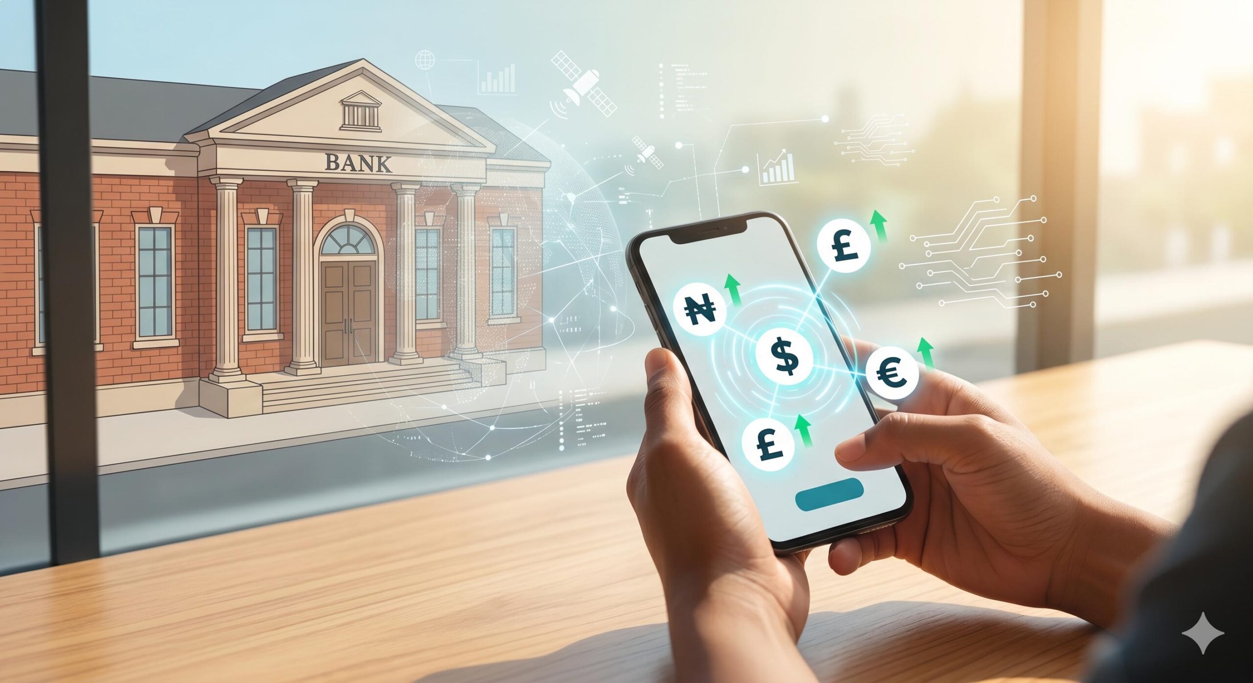 Concept showing smartphone accessing global currency markets remotely